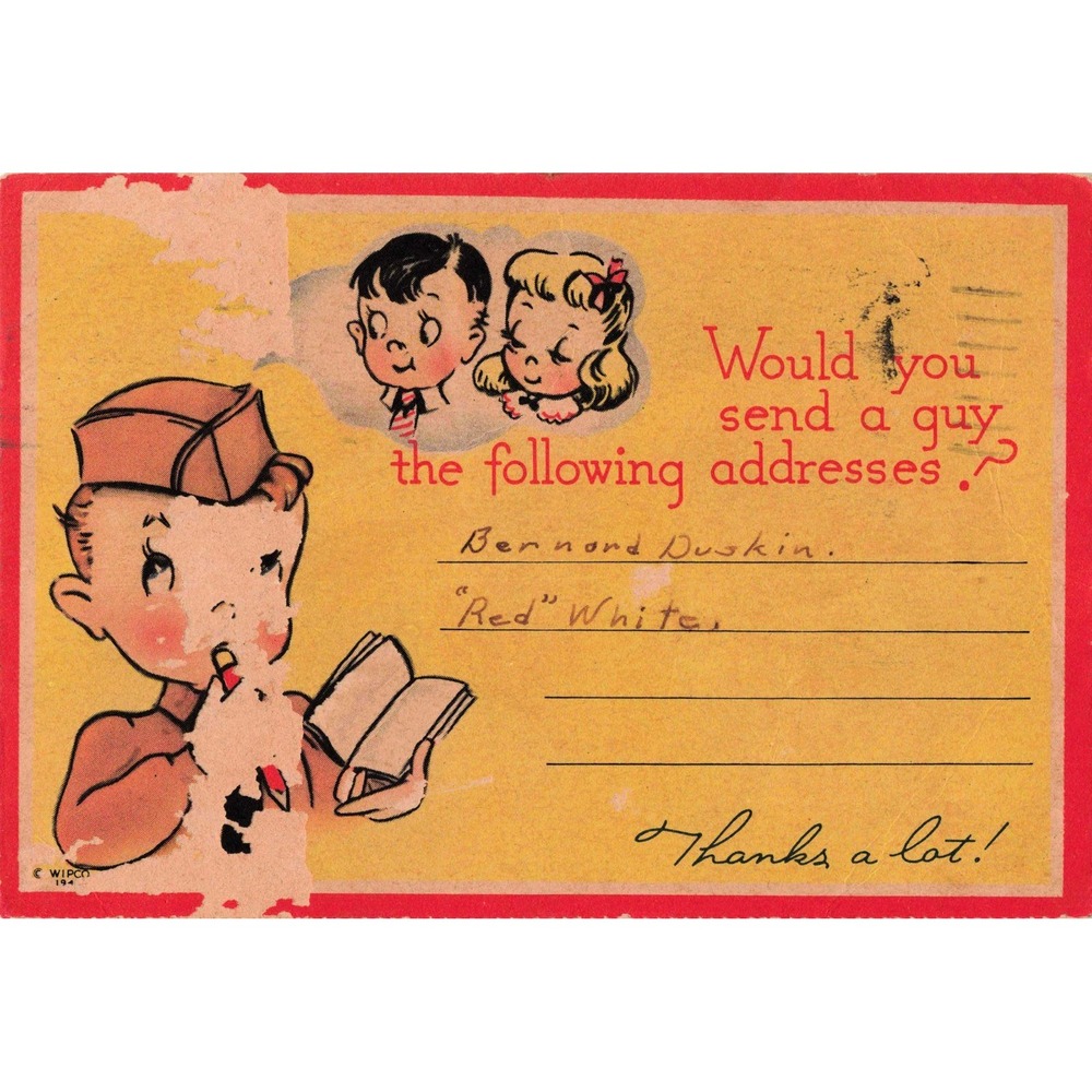 Vintage 1943 WWII Military Postcard WIPCO 194 Soldier Comic Augusta GA Postmark - Picture 1 of 2